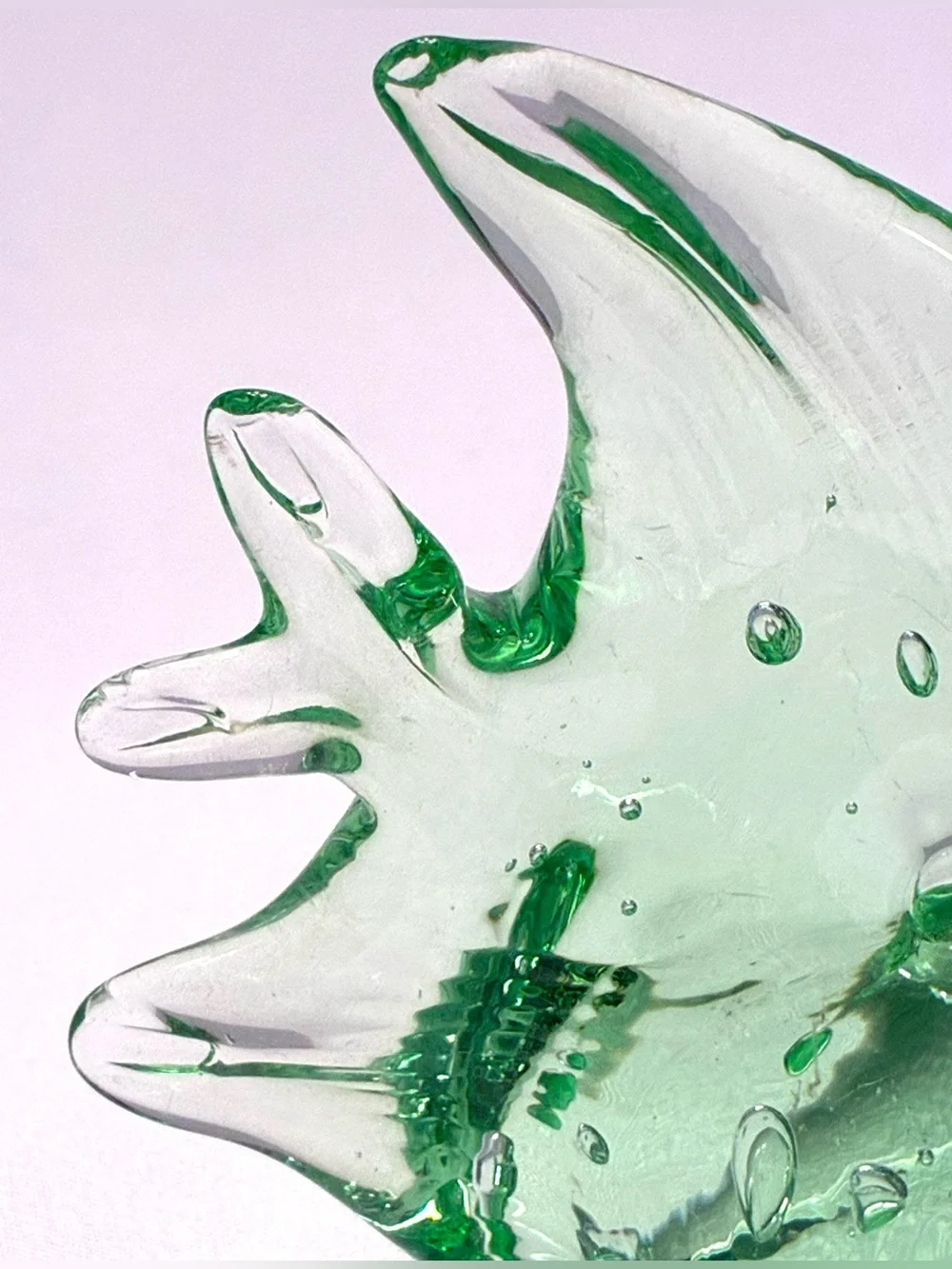 Green glass angel fish figurine